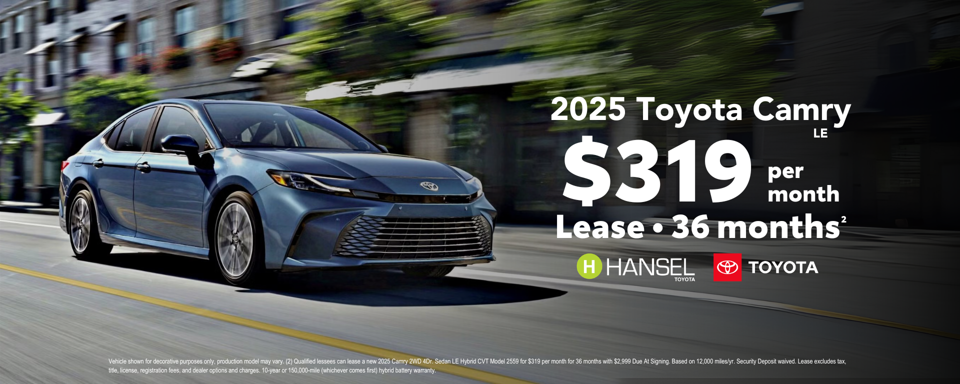 Toyota Camry lease offer banner